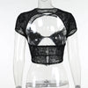 FAGADOER Sexy Lace See Through 2 Piece Sets Woman Outfit Hollow Out Crop Top + Flare Pants Female Y2K Streetwear Summer Spring