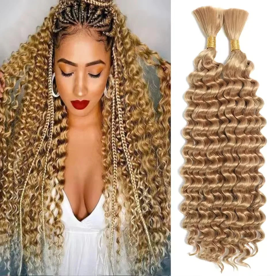 AOSIQUEEN Synthetic Deep Wave Bulk hair For Braiding No Weft Deep Wave For Braiding Micro Faux Braiding Hair for Boho Braids