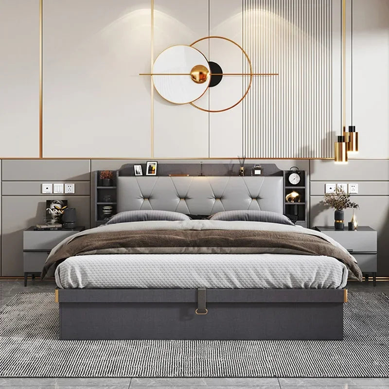 Minimalist Modern Full Bedroom Set Design Dresser Comfy Storage Double Bedroom Set Elegant Black Letto Matrimoniale Furniture