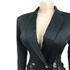 FANAN Elegant Women Double Breasted Tassel Hem and Long Sleeve Notched Collar Lace Waist Patchwork Blazer Dress Vestidos 2022