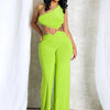 Beyprern Women's Open Back Cutout Jumpsuits With Snake Tirm Sexy Rompers Summer Lace-Back Bandage Wide Legs Jumpsuits Overalls