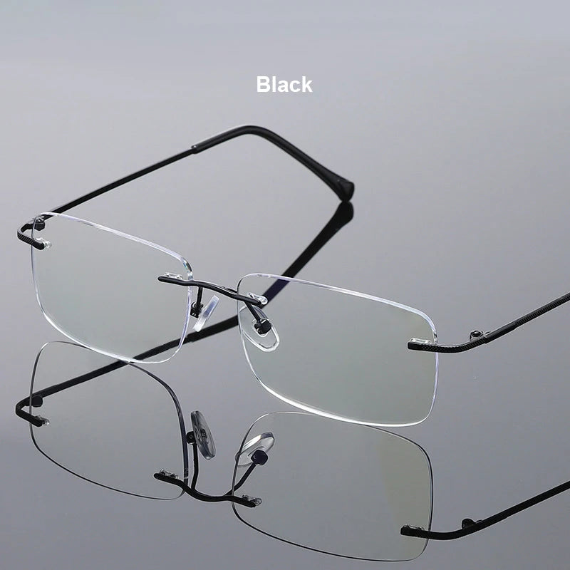 Men Blue Light Blocking Reading Glasses Women Dimond Cutting Rimless Eyeglasses Frame Anti Fatigue Hyperopia Presbyopic Eyewear