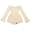 2025 Spring Women's Clothes Above Knee Sexy Knit Rib Romper One Piece Off Shoulder Long Sleeve Skinny Short Jumpsuits Playsuits