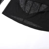 OMSJ Women Gothic 2024 Black Hooded Knitted High Split Long Dress Hollow Sexy See-through Straight Dress Festival Rave Club Wear