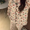 Christmas PJ Set Women Autumn Female Homewear Long Sleeves Button Sleepwear Pajamas Pants Pajama Sets Kawaii Y2K Girls Nightwear