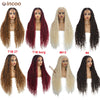 Boho Box Braided Wigs Curly Hair Synthetic Full Lace Front Wigs for Black Women Goddess Locs Braid Wig Bohemian Box Braid Wig