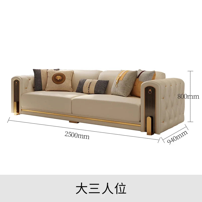 Elegant Luxury Modern Sofa Designs Royal Set Designer Leather Sofa Lounge Loveseat Divano Soggiorno Living Room Furniture