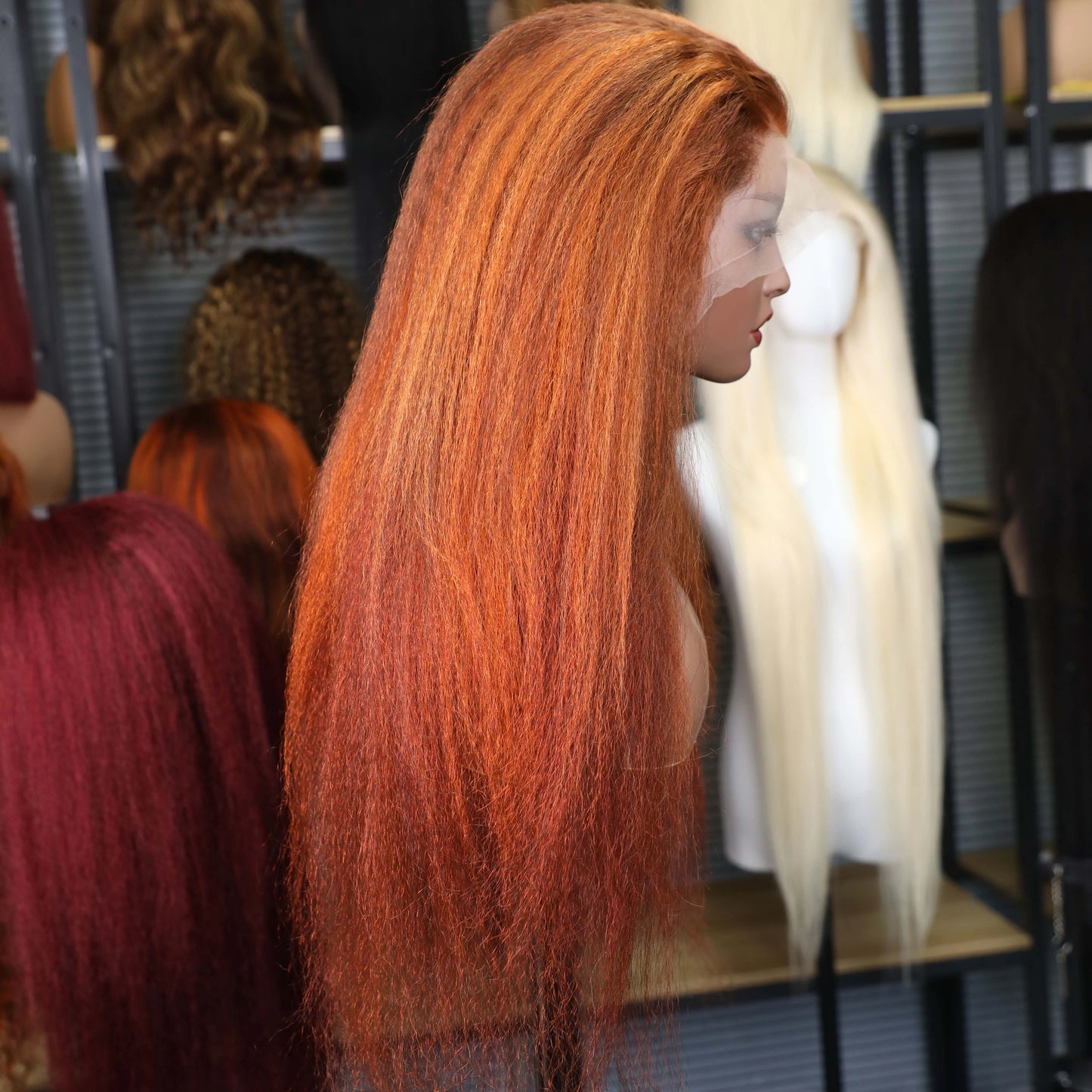 4/350 Piano Color Kinky Straight 13x6 Lace Frontal Human Hair Wigs Highlight Ginger Orange Brown Color Remy 13x4 Lace Front Wig
