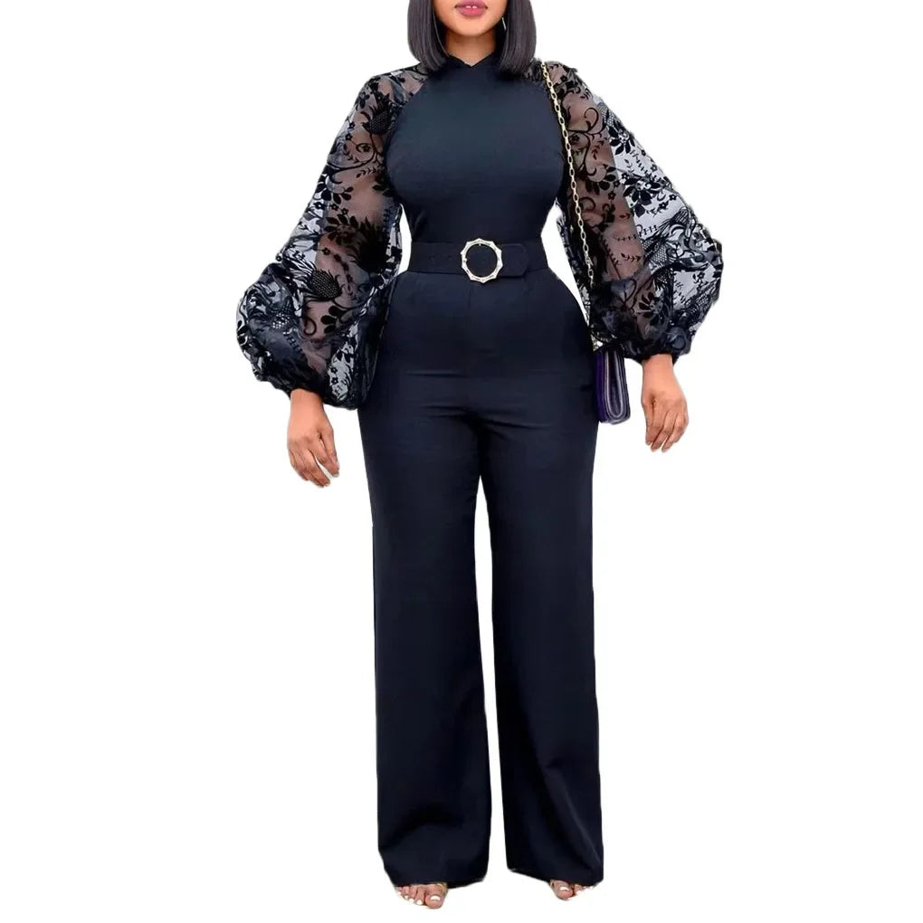Mesh Jumpsuit Women White Overalls Party Lace Rompers New In Bodysuit One Piece Long Sleeve Summer Long Pants Y2k Spring Work