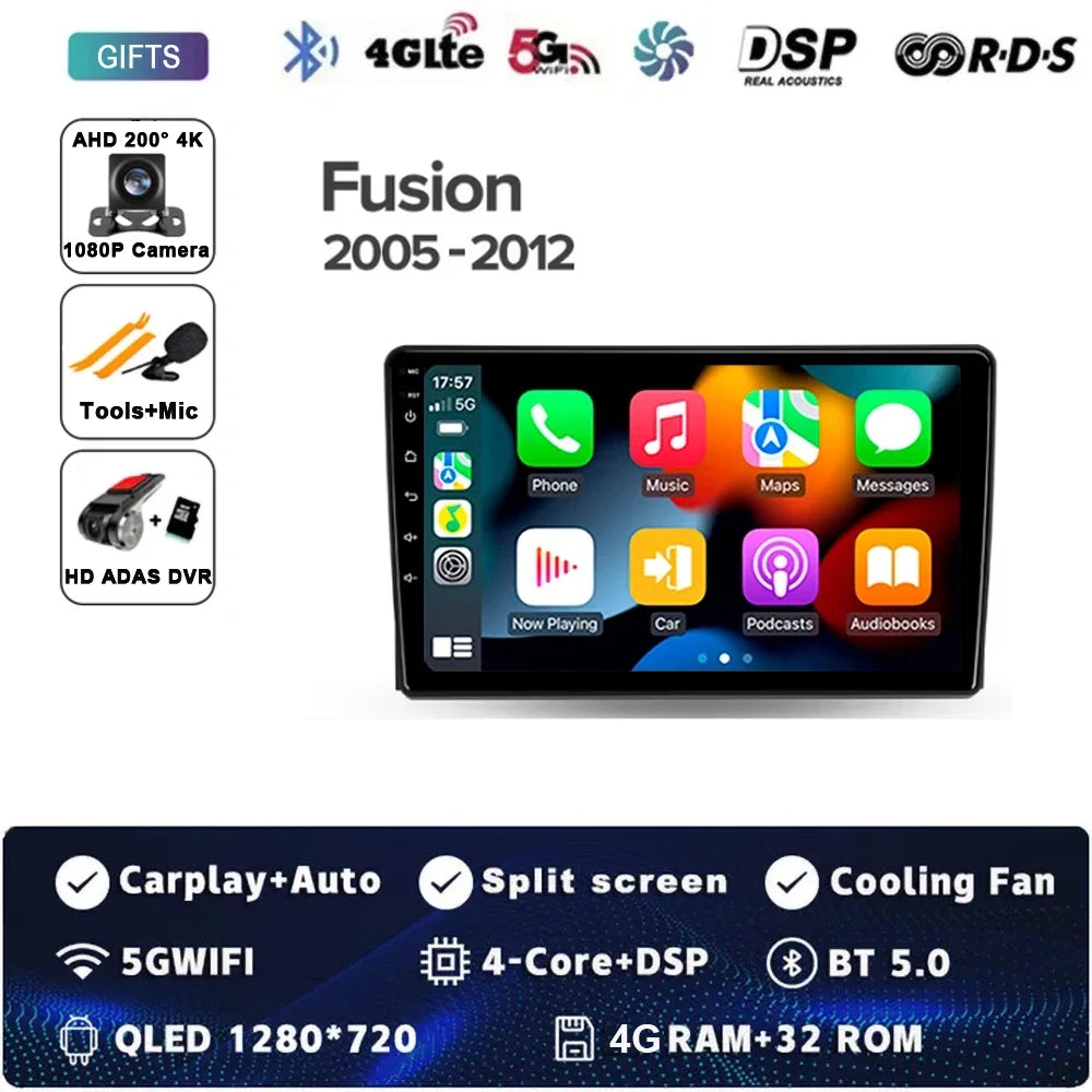For Ford Fusion 1 2005 - 2012 Android 14 Carplay Auto Car Radio Multimedia Video Player Navigation GPS  No 2Din 2 Din DVD DSP 4G