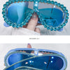 Oversized Punk Rhinestones Sunglasses Women 2024 Luxury Brand One-Piece Y2K Sports Sun Glasses for Lady Steampunk Eyewear UV400