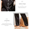 Women's Pajama Pocket Heart Embroidered Pajama Set Satin Comfortable Short Sleeve Button Pajama Lounge Pant For Women Sleepwear