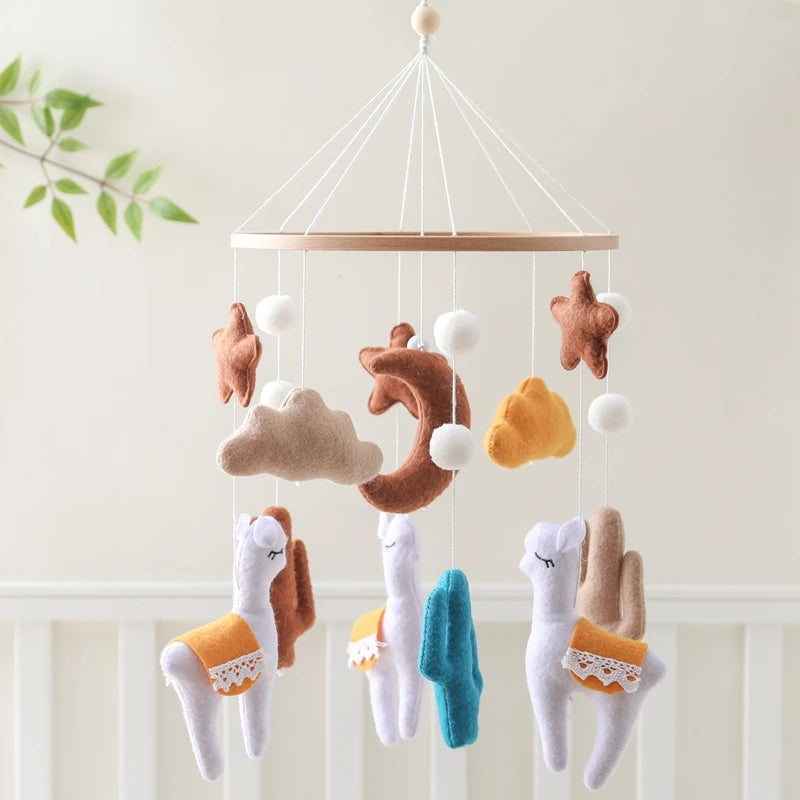 Baby Crib Mobile Rattle Toy 0-12Months Infant Soft Felt Teddy Velvet Pink Bear Bed Bell Hanging Toy Holder Bracket Crib Girl Toy