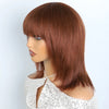 Lekker 12" Short Brown Wolf Cut Straight Bob Human Hair Wigs With Bangs For Women Brazilian Remy Hair Ready to Wear Glueless Wig
