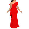 Elegant Dresses for Women One Shoulder Sleeveless Ruffles Mermaid Floor Length Luxury Birthday Party Dinner Vestidos Mujer Dress