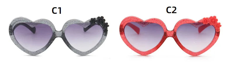 Girls Boys Love Heart Sunglasses Outdoor Sun Protection Children Lovely Flower Vintage Sun Glasses Classic Kids Eyewear UV400