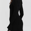 Autumn Office Lady Mini Dress Women Streetwear Long Sleeves Solid Sexy Bodycon Black Dress Casual Clubwear Elegant Party Dresses