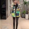 2023 European Station Winter New Down Jacket Women's Warm Fashion Short Color Patchwork Graffiti thick White Duck Down Coa
