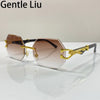 Small Frame Hexagon Rimless Sunglasses Men Retro Frameless Sun Glasses for Women 2024 Luxury Brand Square Eyewear UV400 Shades