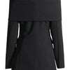 TWOTWINSTYLE Slash Neck Chic Blazers For Women Off Shoulder Long Sleeve Patchwork Single Button Solid Coat Female Clothes 2022