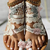 Sandals Women's Floral Pattern Hollow Out Toe Post Lace Flower Sandals Roman Style Open Toe Flat Shoes Women's Sandals