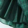 2024 Sweet Green Gingham Plaid Organza Ball Gown Dress Puff Sleeve Retro Women Swing Short Princess Robe Fairy Cake Vestidos