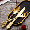 Golden Stainless Steel Cutlery Set Royal European Spoon Fork Complete Tableware Retro Design Dishwasher Safe Elegant Flatware