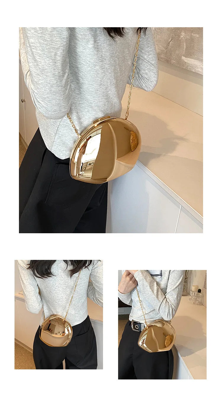 Golden Acrylic Women Hobo Bags Luxury Designer Clear Beach Handbags Dinner Party Wedding Round Top Handle Evening Clutch Purse