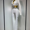 Women Sexy Long Sleeve Beading Bodycon Two Pieces Pants Bandage Set 2025 Celebrity Designer Fashion Women's Luxury Birthday Set