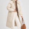 EVNISI Women Casual Thicken Warm Hooded Long Coat Long Sleeve Down Coat Zipper Pocket Parkas Women Office Coat Autumn Winter