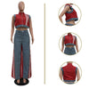 2 Pieces Women's Sets 2025 Spring Summer Denim Sleeveless Suit Tops And Wide Leg Pants Suits Two Piece Set Tracksuit Outfit