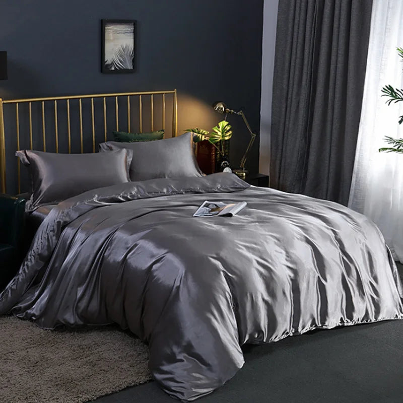 Bedding Duvet Cover Set Soft Silky Textured Comforter Cover with Corner Ties and Zipper Closure, Envelop Pillowcase