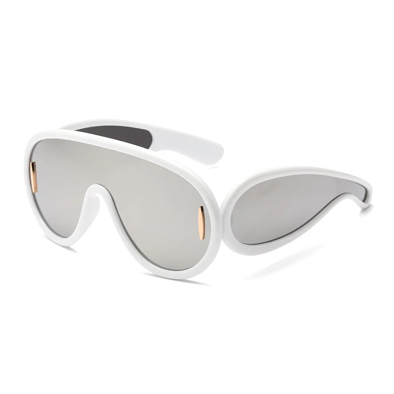 New Fashion Personality Hip Hop Cool Cyberpunk Sunglasses with Large Frame UV400 Anti UV Eyeglasses Oculos De Sol Feminino
