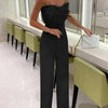 Women Sexy Jumpsuit Breast Wrap Spring Summer Fashion Female Elegant White Empire Casual Straight Long Jumpsuits