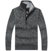 Men's Fleece Thicker Sweater Half Zipper Turtleneck Warm Pullover High Quality Male Slim Knitted Wool Sweaters For Spring