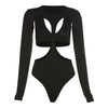 Streetwear Y2k Sexy Irregular Hollow Out Rompers Women's Bodysuits Fashion Long Sleeves Bodycon Tops Jumpsuits Party Clubwear