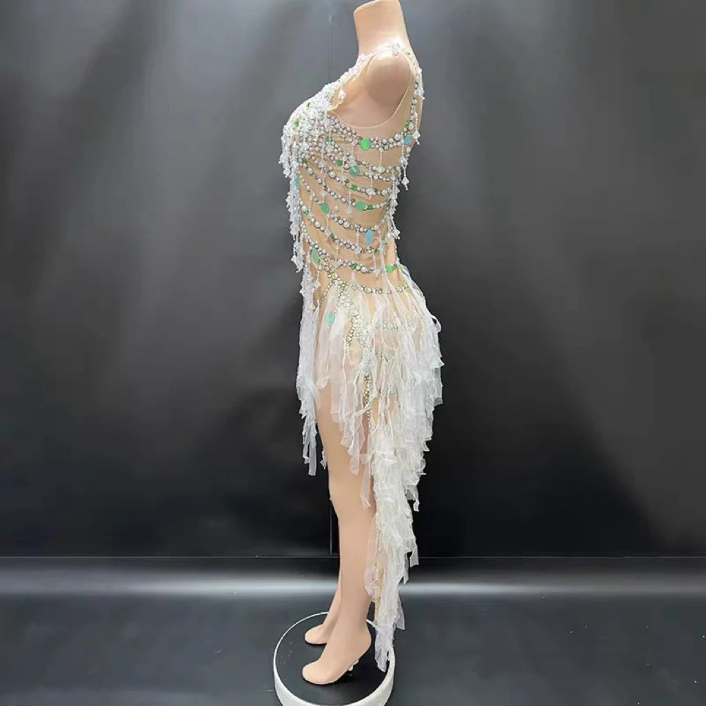 New sexy side slit dance performance costume, birthday party, socialite live house outfit