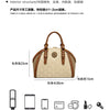 Khaki Retro Leather Women's Handbag Fashion Geometric Floral Girls Shoulder Bag Hundred Splicing Color Collision Girls Crossbody