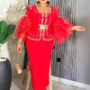 Luxury Vintage Dresses For Women Wedding Party Prom Evening Gown Long Sleeve Dress Dashiki Beaded Robe Turkey African Clothing