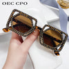 Square Luxury Diamonds Sunglasses Women Punk Fashion Rhinestone Sun Glasses Female Shiny Sexy Yellow Lens Eyewear Shade Handmade