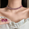 Square Crystal Choker Necklace Luxury Style Temperament Collarbone Chain Neck Chain Exquisite Collar Decoration