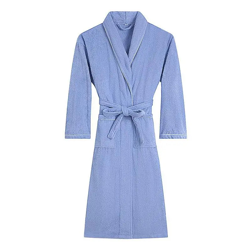 100% Cotton Couples Long Thick Absorbent Terry Bath Robe Kimono Men Light Weight Towel Bathrobe Sleepwear Women Hotel Gown Robes