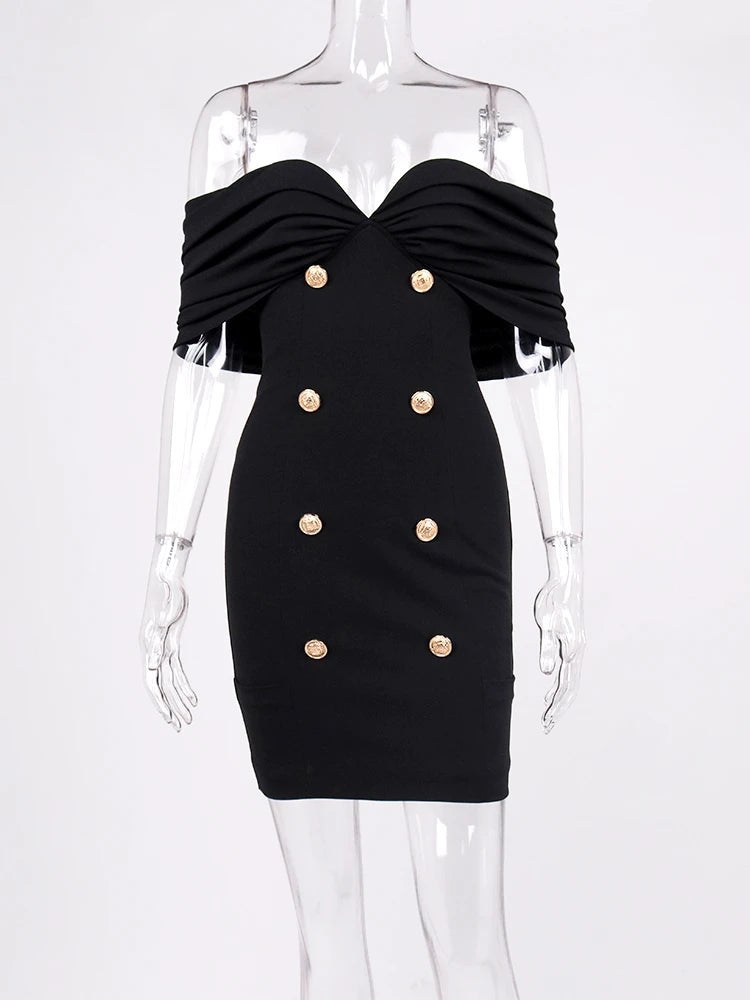 NewAsia Off the Shoulder Blazer Dress Double Breasted Anti slip Backless Ruched Low Cut Zipper Bodycon Robe Elegant Club Dresses