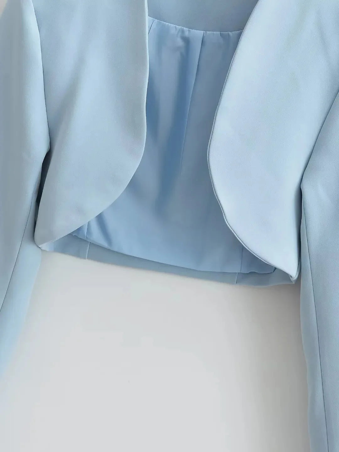 2023 Autumn V neck Open stitching Cropped Blazer Women Full Sleeve Short Suits Fashion Outerwear