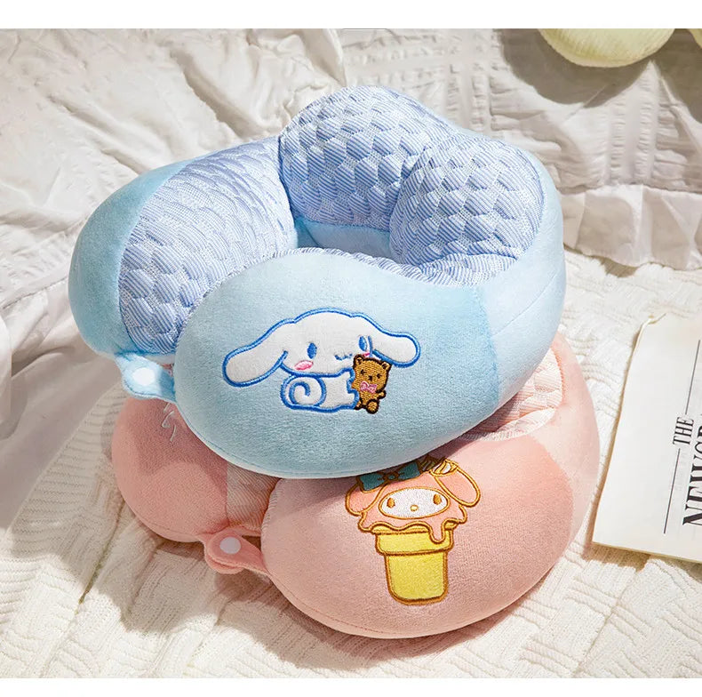 Lovely Kuromi My Melody U-shaped Neck Pillow Kawaii Japanese Style Cinnamoroll Travel Nap Pillow Skin Friendly Thickened Girl