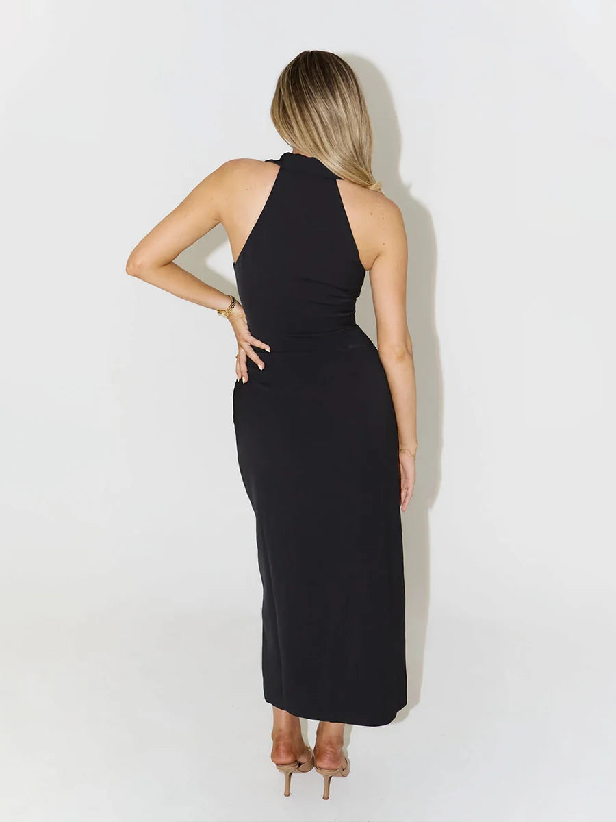 Bornladies Summer Sleeveless Single Breasted Dress Fashionable Ladies Slim Fit Collar Solid Color Long Dresses Women's Clothing