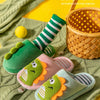 Children Cartoon Dino Fur Slipper Soft Autumn Winter Warm Princess Baby Boys Girl Indoor Home Bedroom Cotton Fleece Fur Shoes