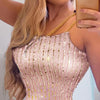Autumn Pink Sequined Sexy Short Dress Women Spaghetti Straps Mini Dress Shiny Party Club Dresses Vestidos Spring Summer Fashion