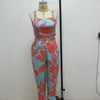 Elegant Women's jumpsuit 2024 Summer Fashion Strap Hollow Sexy Off waist Printed jumpsuit