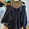 New Off The Shoulder Blouses Women Slim and Loose Tank Top Spliced Long Sleeve Shirts Autumn Round Neck Fashion Shirts Women Top